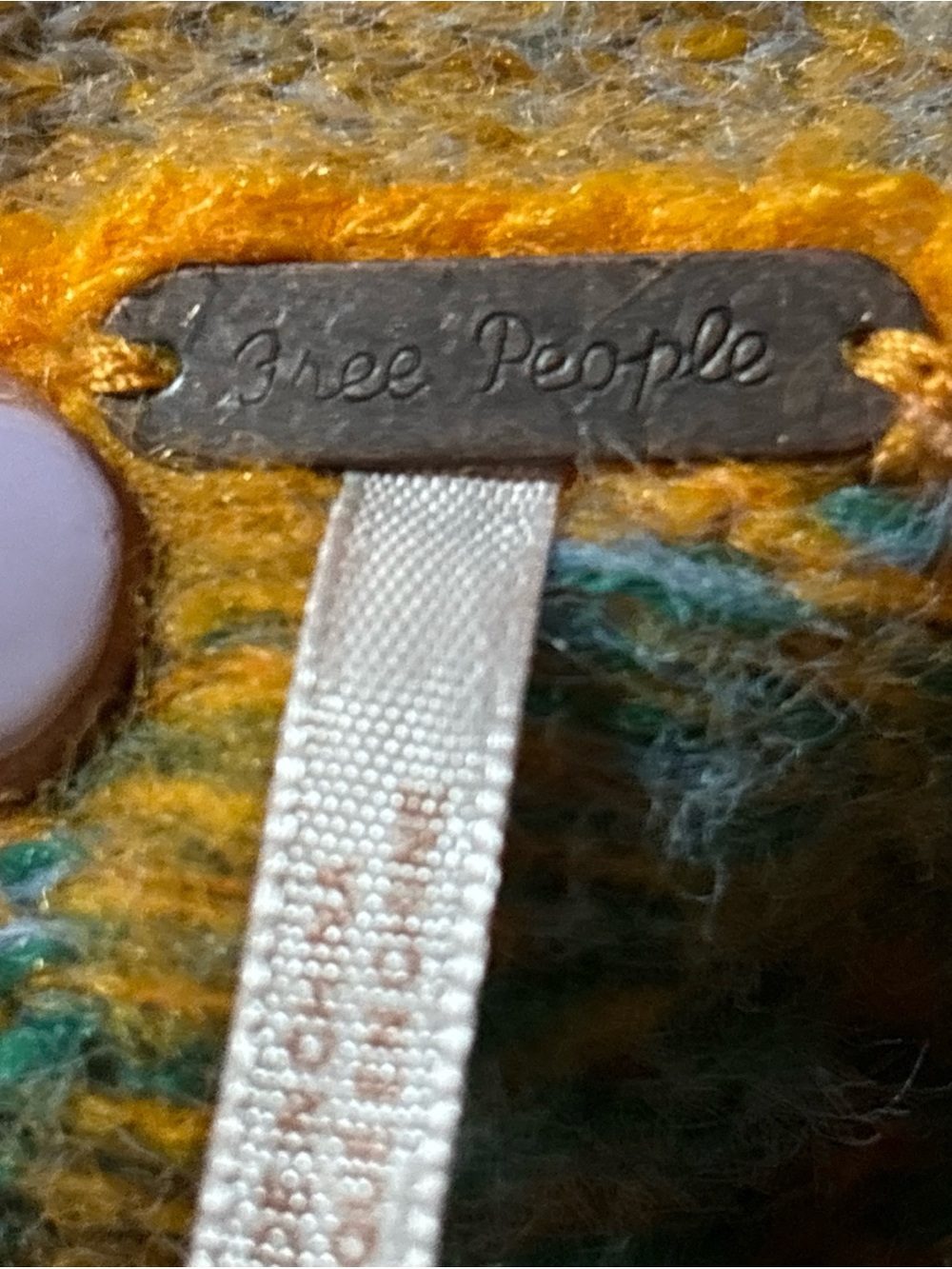 Free People Sepia Plaid Cardigan in Marigold Sky Combo Sz XS OVERSIZED FuzzyWool - Picture 10 of 15